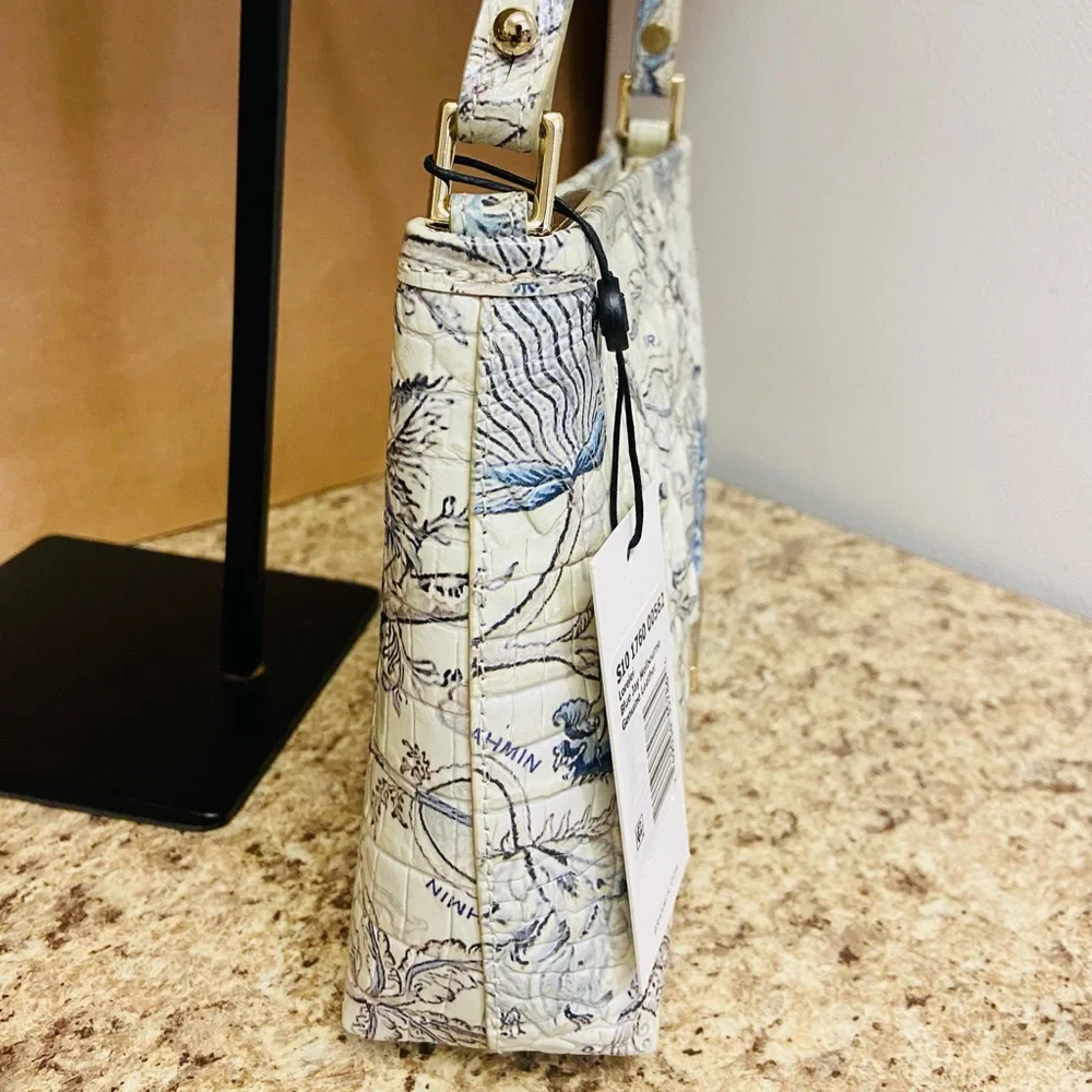 Brahmin Blue Jay Melbourne Lorelei, Blue and Cream Floral Bag - Picture 12 of 13
